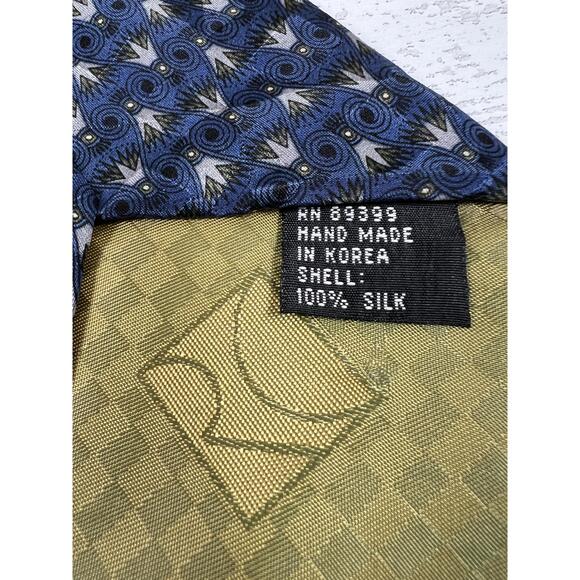 Ron Chereskin 62"x4" Tie Silk Blue Patterned Classic Office Vintage Korea Dapper - Picture 7 of 7